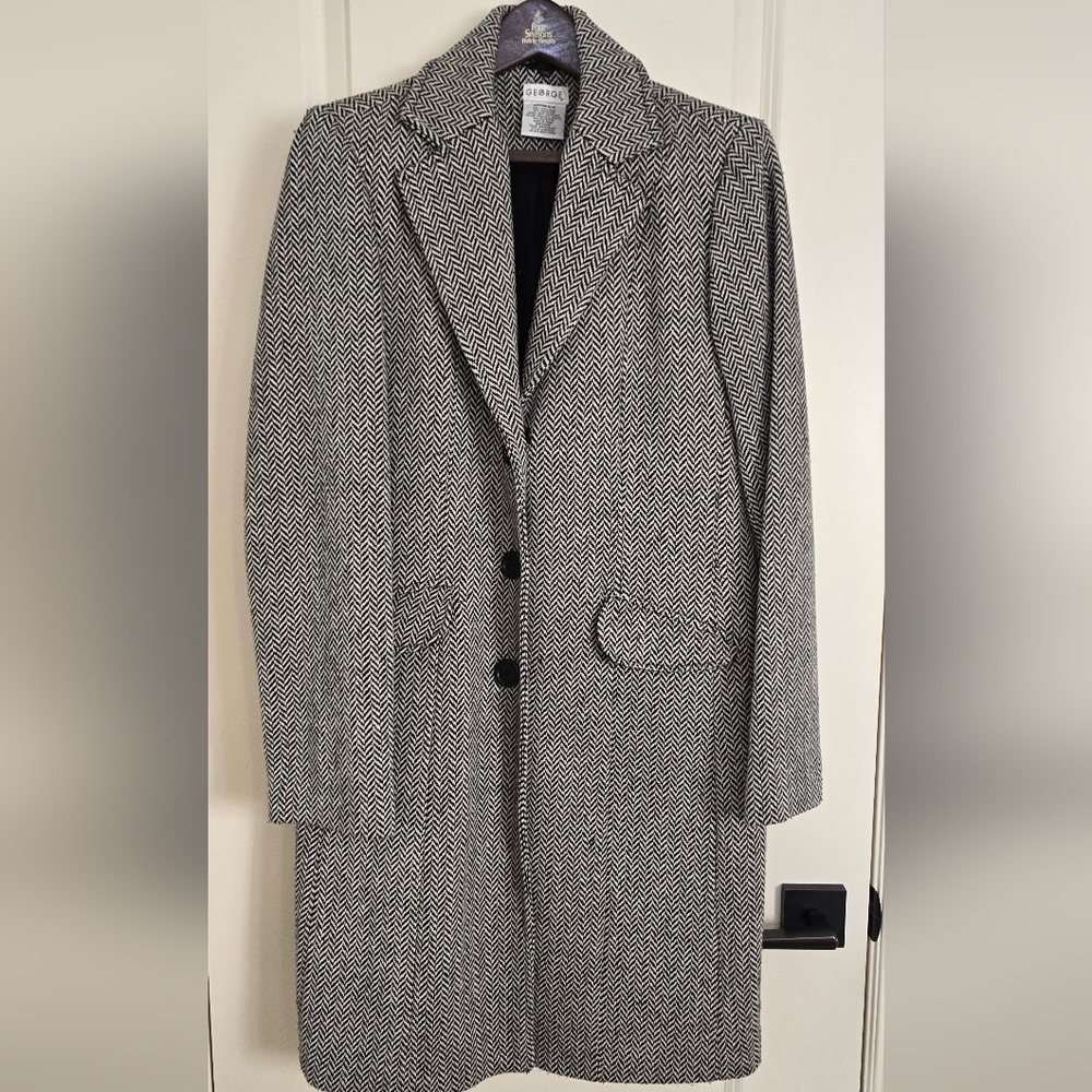 George Monochrome Herringbone Jacket/coat Fully Lined, sz M 8/10